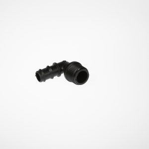 BARBED ADAPTOR 90 DEG ELBOW 16MM X 1/2" MALE (BLACK)