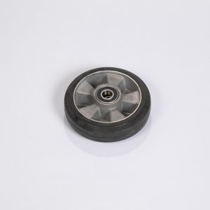 RUBBER WHEEL 180 MM WITH ALLOY RIM 50 X 140 MM FOR 20 MM AXLE - BLACK